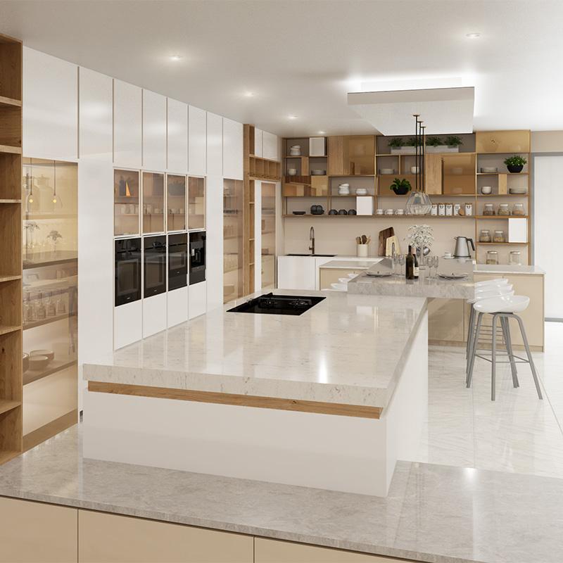 Modern glass cabinet door kitchen cabinet